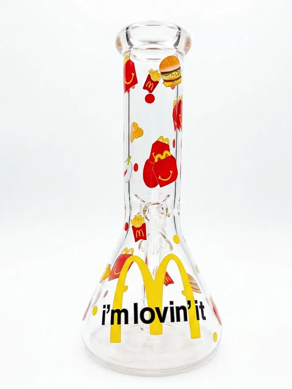 8" McDonald’s Inspired Beaker Glass Bong with Ice Catcher - Image 2