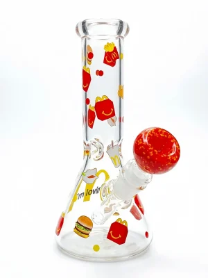 8" McDonald’s Inspired Beaker Glass Bong with Ice Catcher