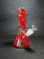 8 Inch Strawberry Milk Flow Beaker Glass Bong