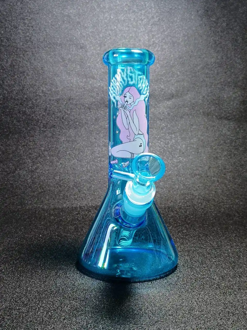 8-Inch Sapphire Blue Vapor Girl Beaker Glass Bong