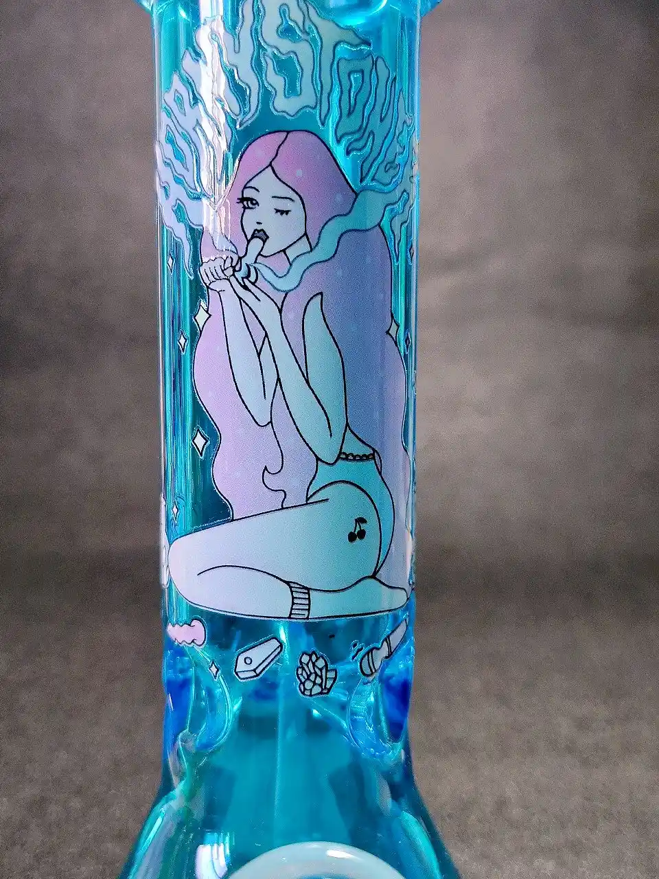 8-Inch Sapphire Blue Vapor Girl Beaker Glass Bong - Image 2