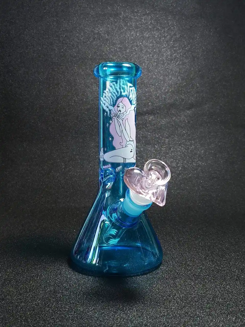 8-Inch Sapphire Blue Vapor Girl Beaker Glass Bong - Image 4