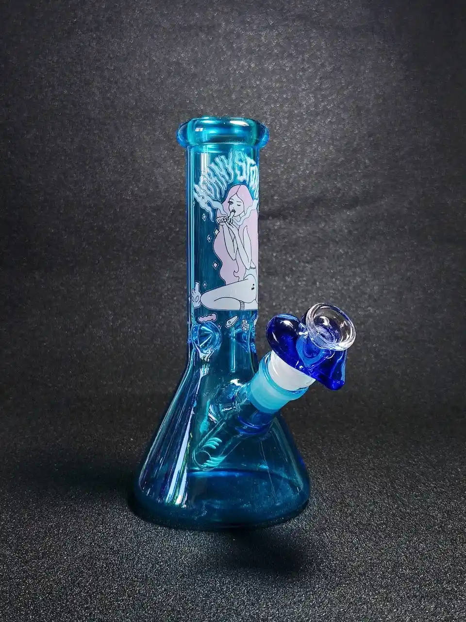 8-Inch Sapphire Blue Vapor Girl Beaker Glass Bong - Image 3