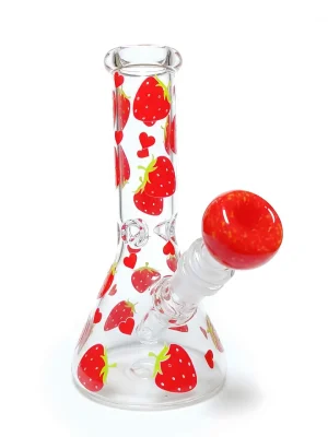 8 Inch Strawberry Heart Beaker Glass Bong