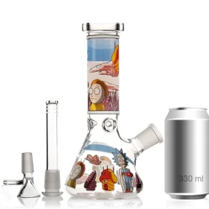 8 Inch Glow in the Dark Rick & Morty Beaker Glass Bong
