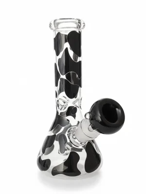 Black Cow Print 8 Inch Beaker Glass Bong