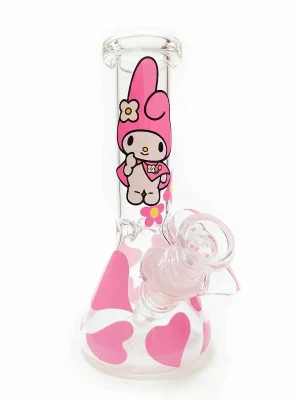 My Melody Pink Heart Clear Glass Beaker Bong