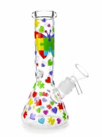Rainbow Pride Puzzle Butterfly Beaker Glass Bong
