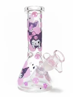 Kuromi Pink Flowers 8" Beaker Glass Bong
