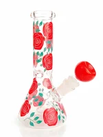 8 Inch Romantic Red Rose Beaker Glass Bong