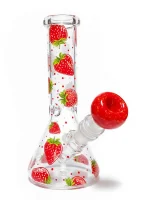 Polka Dot Strawberry 8-Inch Mini Beaker Glass Bong