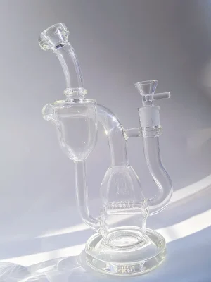 Vortex Flow Clear 9.5-Inch Recycler Glass Bong with Inline Perc