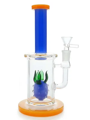 9 Inch Blue Pineapple Perc Straight Tube Glass Bong