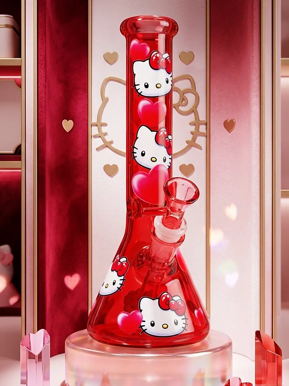 10" Burned Heart Hello Kitty Borosilicate Beaker Bong - Image 5