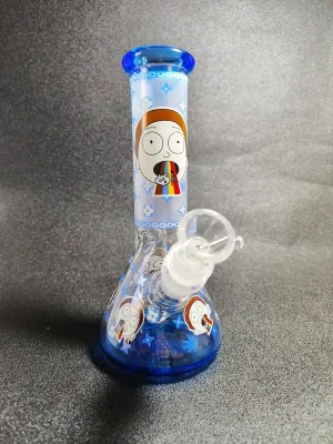 8" Psychedelic Morty Rainbow Glow Beaker Glass Bong