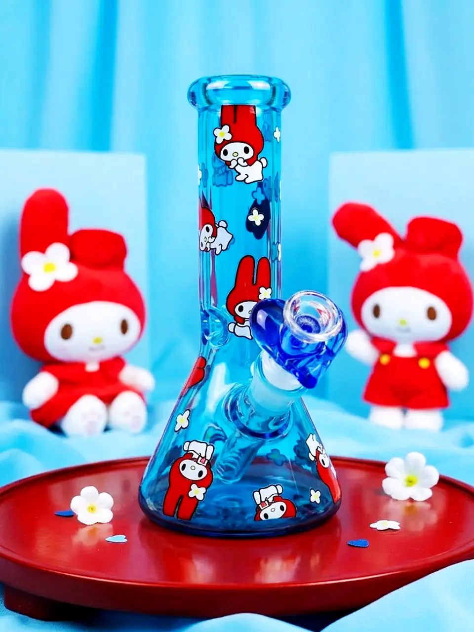 8 Inch Red My Melody Sapphire-Blue Beaker Glass Bong - Image 6