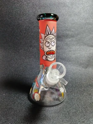8" Rick & Morty Glow-in-the-Dark Beaker Glass Bong