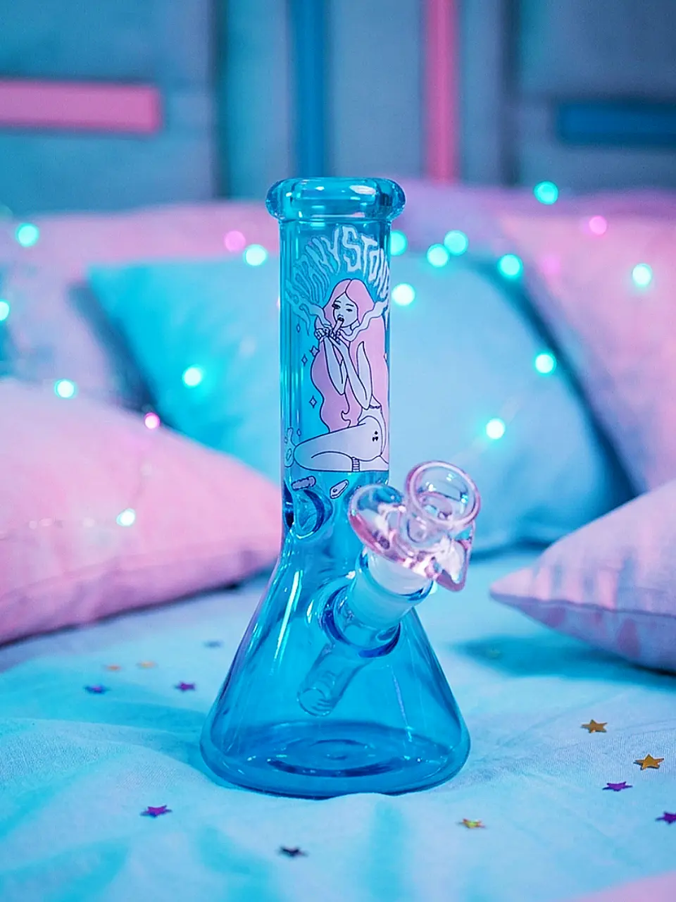 8-Inch Sapphire Blue Vapor Girl Beaker Glass Bong - Image 5