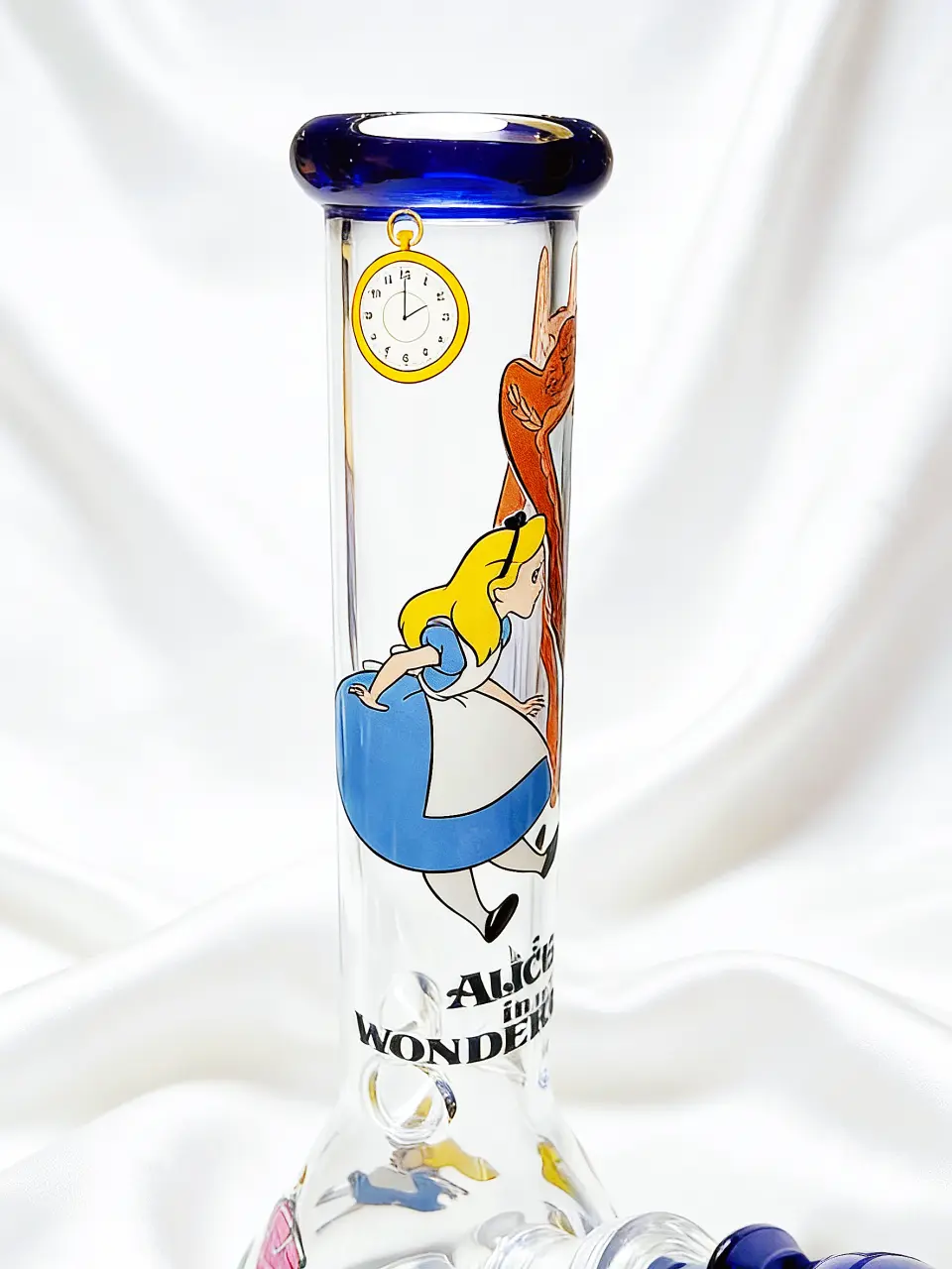 Alice in Wonderland 10-Inch Beaker Glass Bong with Cobalt Blue Accents - Image 5
