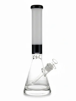 16-Inch Black and White Heavy Base Beaker Glass Bong