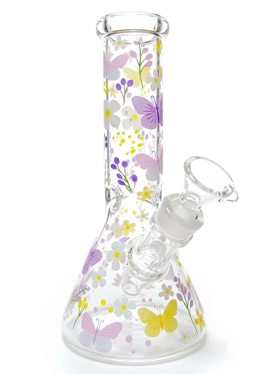 8-Inch Daisy & Butterfly Beaker Glass Bong | Pastel Garden - Image 5