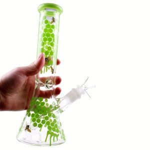 Spring Green Beehive 10-Inch Beaker Glass Bong