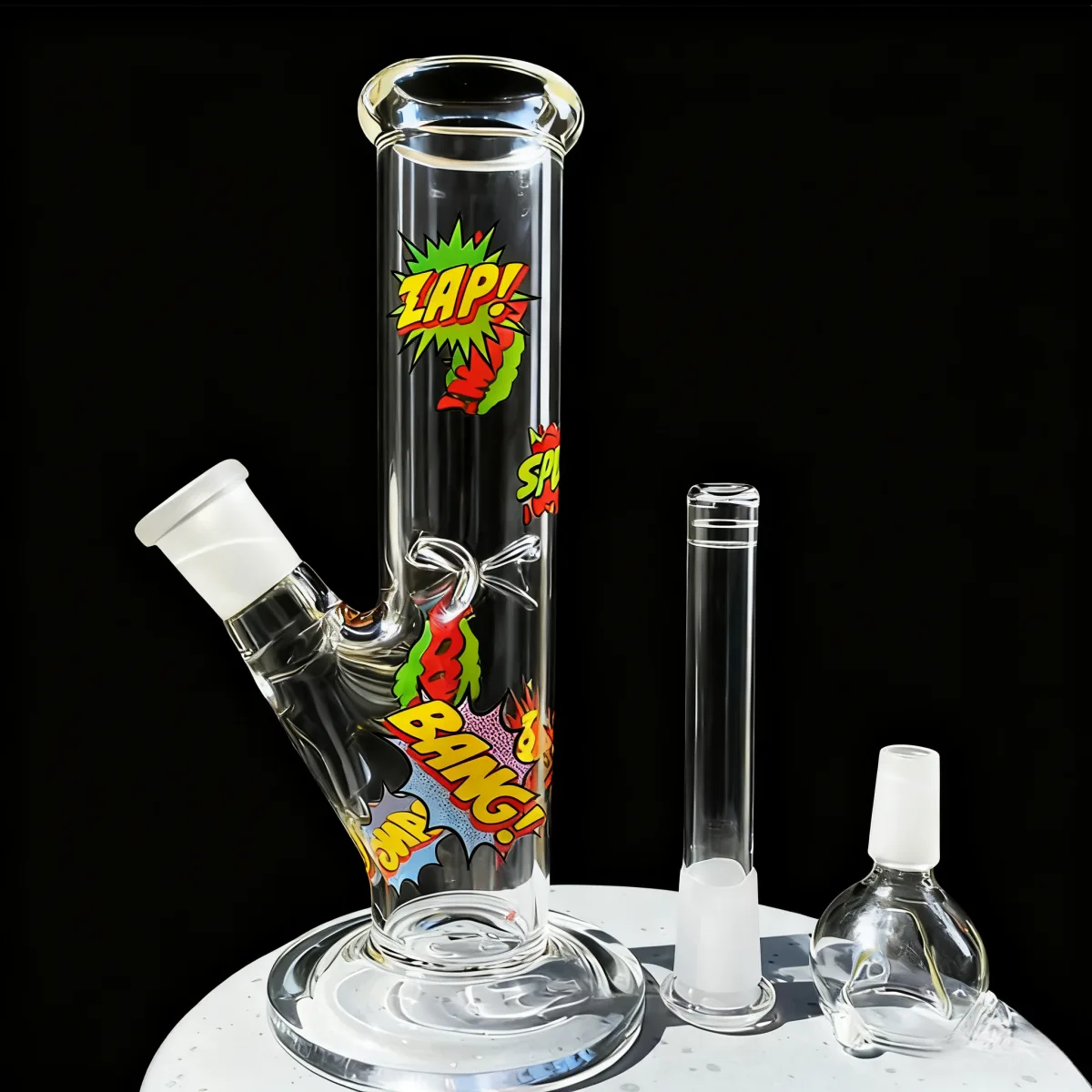 8-Inch Comic Book Graphic Straight Tube Glass Bong