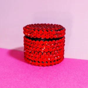 Red Rhinestone Herb Grinder, 400+ Crystals, 40mm