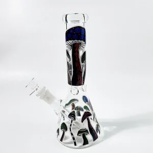 10-Inch Dark Forest Mushroom Beaker Glass Bong