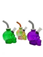 Gothic 3D Sculpted Skull Glass Bubbler