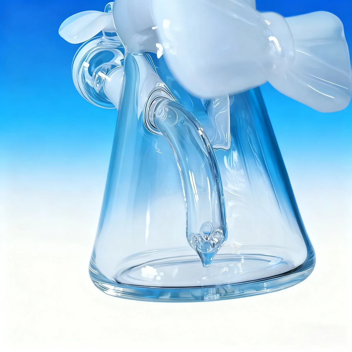 7-Inch Bow Accent Clear Glass Bong with White Details - Image 4