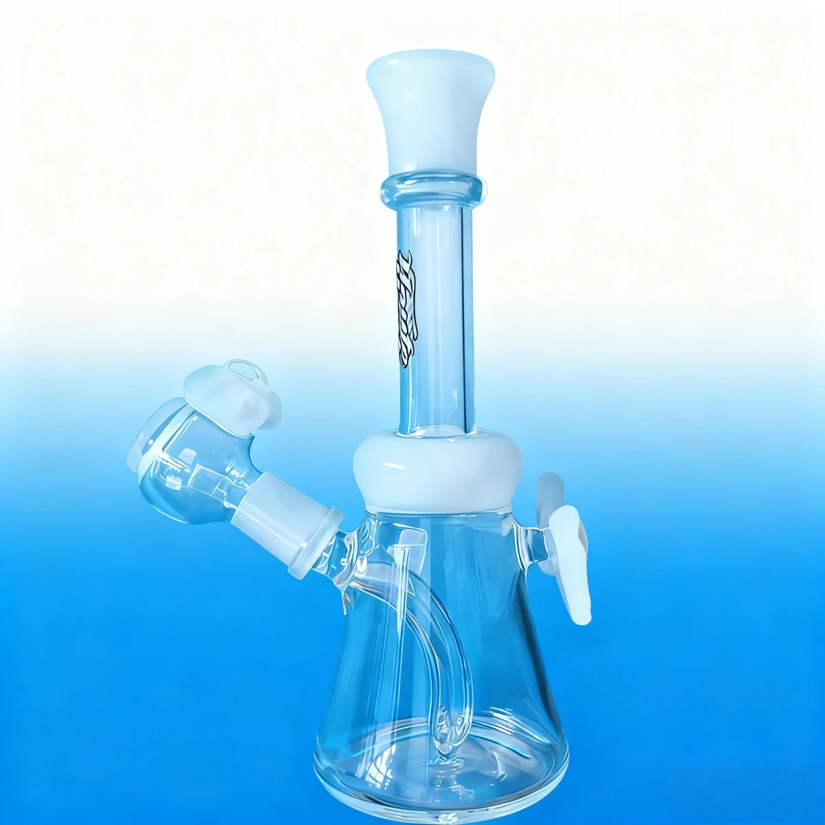 7-Inch Bow Accent Clear Glass Bong with White Details - Image 2