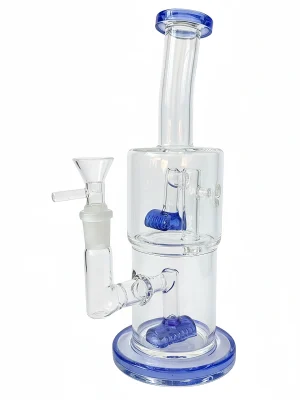 9-Inch Dark Blue Dual-Chamber Inline Perc Bong