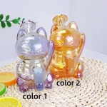 Iridescent Lucky Cat Borosilicate Glass Mini Bubbler