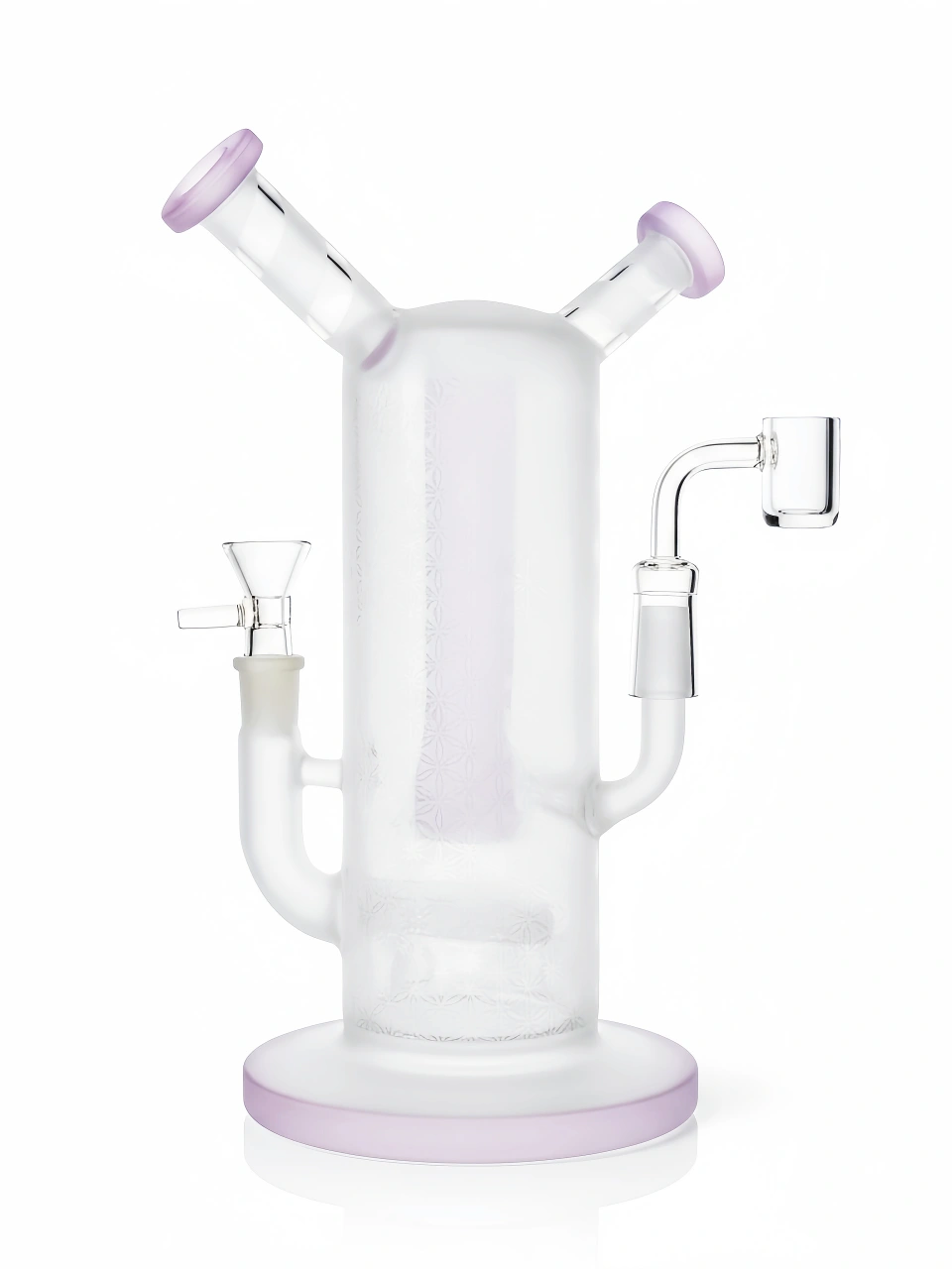 8.7 Inch Pink Dual-User Sharing Glass Bong with Two Mouthpieces