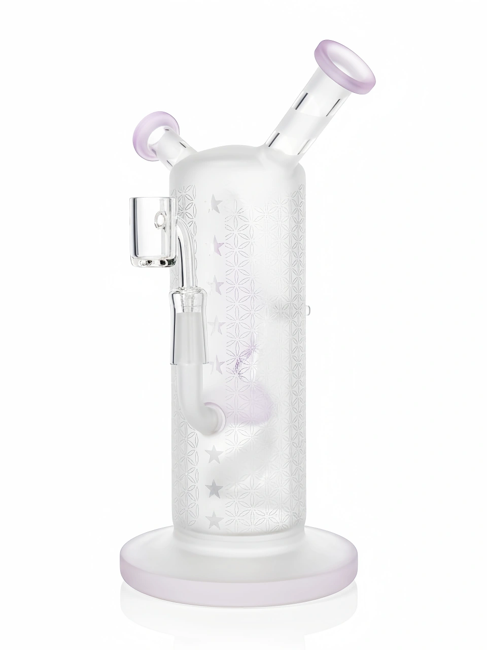 8.7 Inch Pink Dual-User Sharing Glass Bong with Two Mouthpieces - Image 2