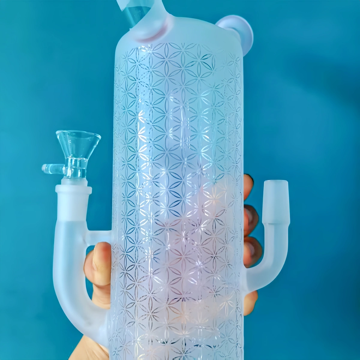 8.7 Inch Pink Dual-User Sharing Glass Bong with Two Mouthpieces - Image 3