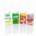 8-Inch Juice Box Glass Bubbler Bong with Graffiti Pop-Art Design