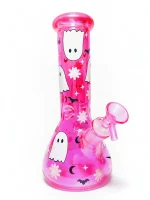 10 Inch Hot Pink Glitter Ghost Halloween Beaker Bong
