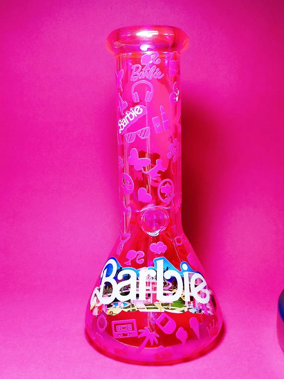 Pink Iridescent Barbie Dream Drive Beaker Glass Bong - Image 2
