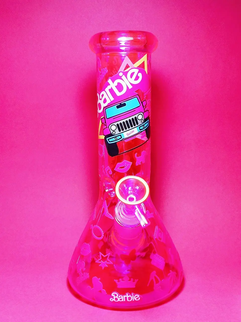 Pink Iridescent Barbie Dream Drive Beaker Glass Bong