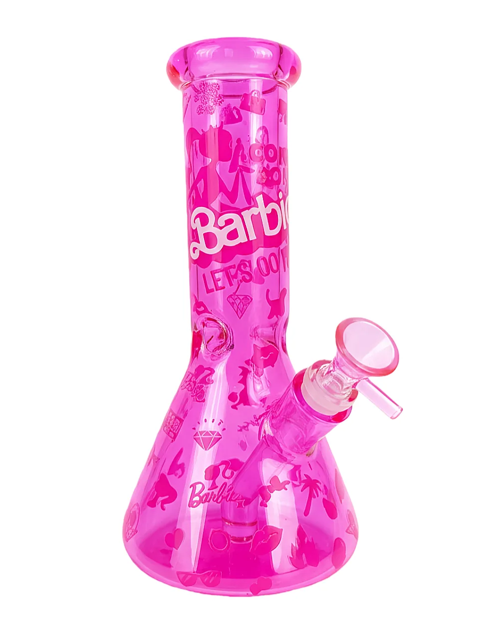 Electric Dream Iridescent Pink Barbie Lets Go 10 Inch Beaker Bong