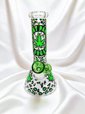 Leopard & Leaf 8-Inch Mini Beaker Glass Bong