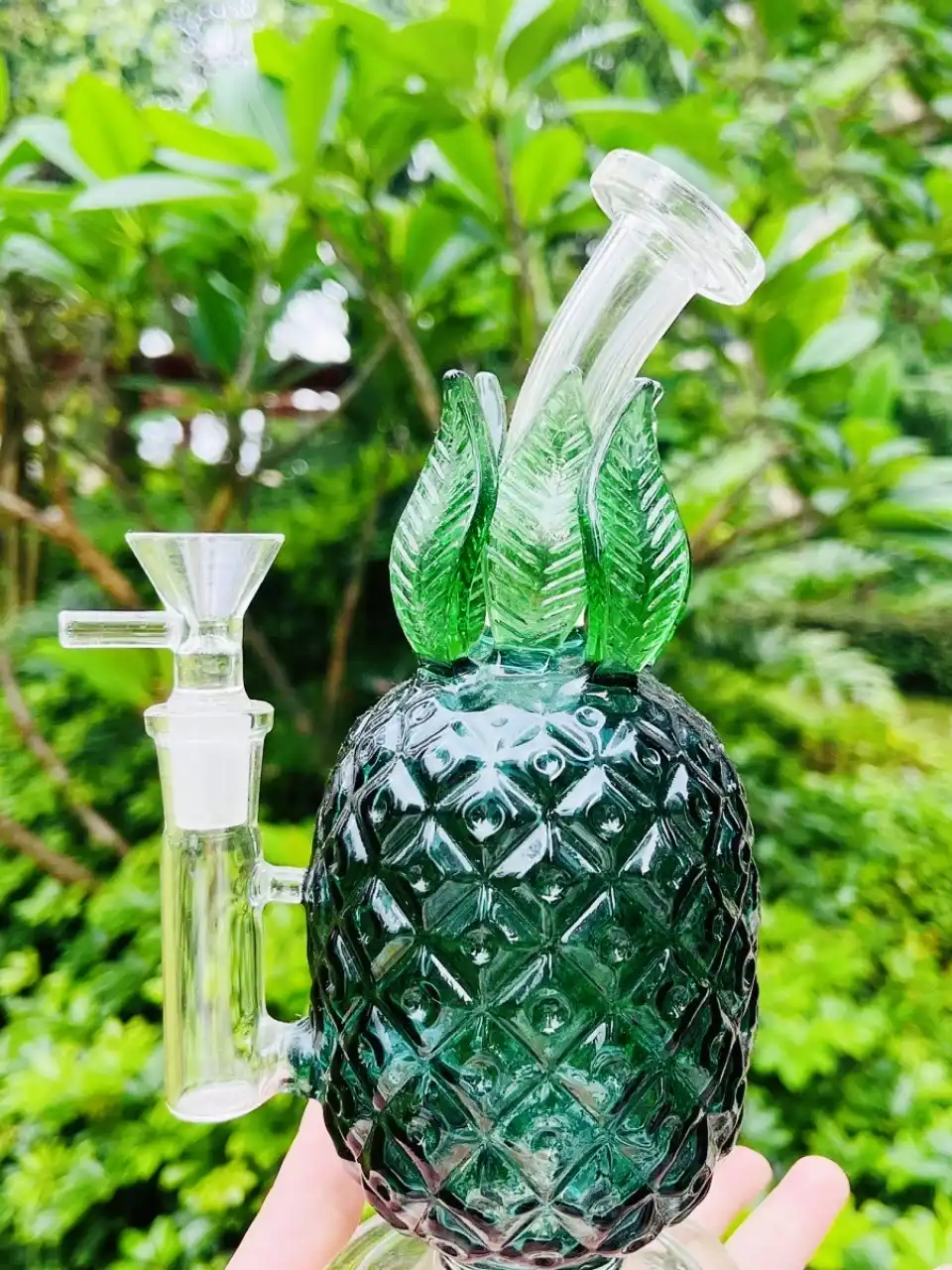 7.5 Inch Jade Pineapple Glass Bong - Image 3