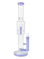 16-Inch Purple Triple-Perc Dual-Chamber Straight Tube Bong