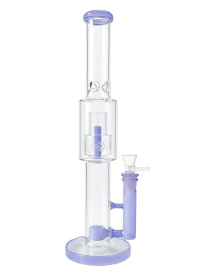 16-Inch Purple Triple-Perc Dual-Chamber Straight Tube Bong