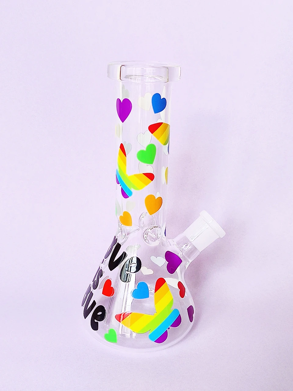 Rainbow Pride Beaker Bong 8" Borosilicate Glass - Image 3