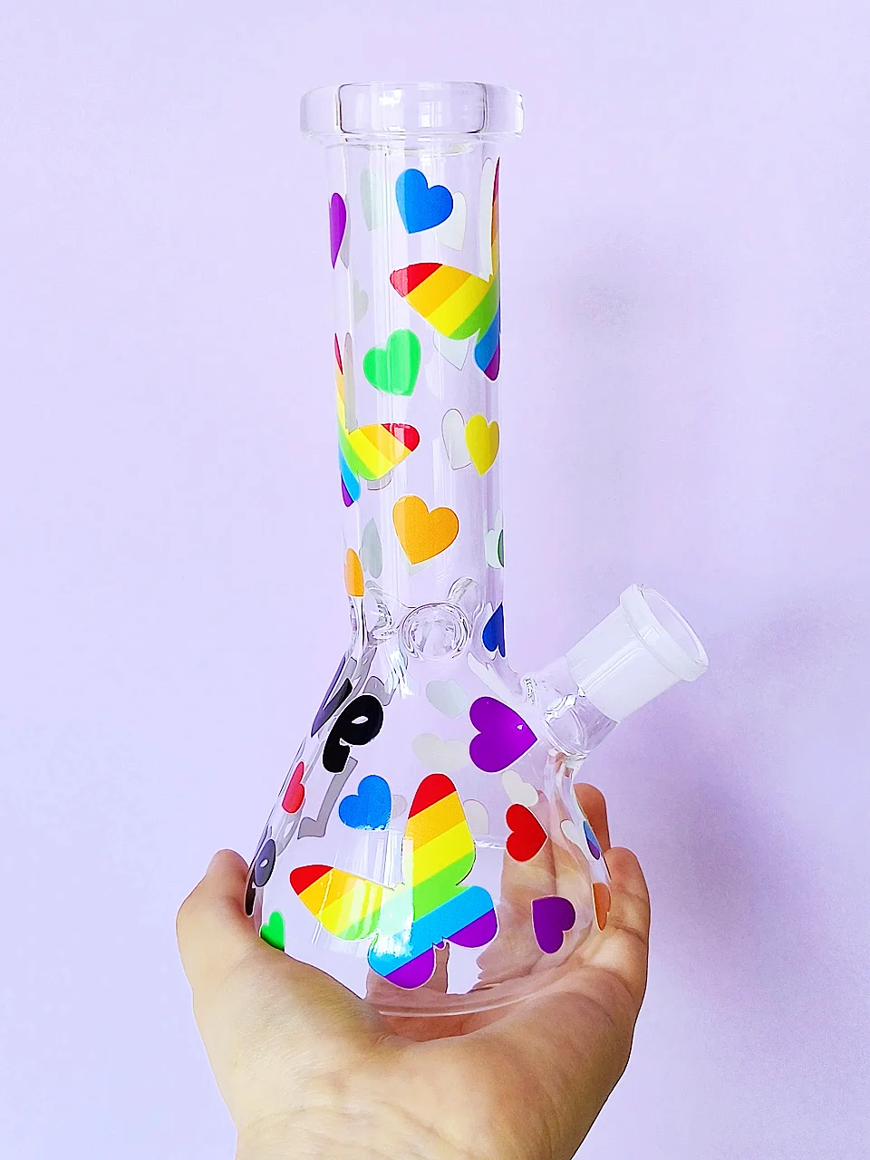 Rainbow Pride Beaker Bong 8" Borosilicate Glass - Image 2