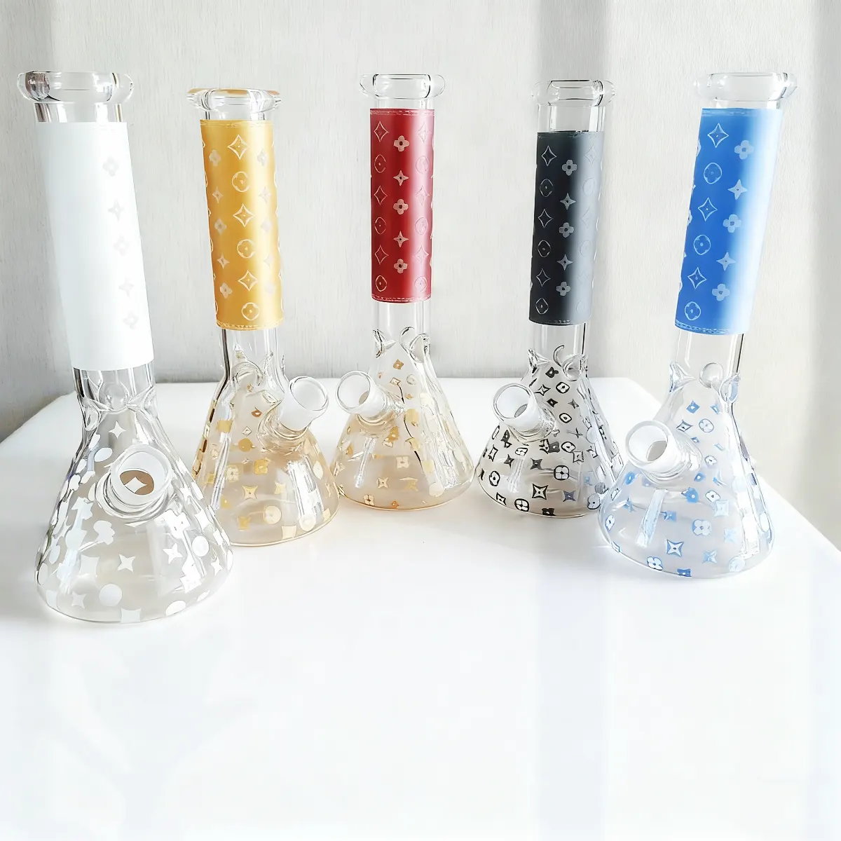 10 Inch LV-Inspired Glow Monogram Beaker Glass Bong - Image 2