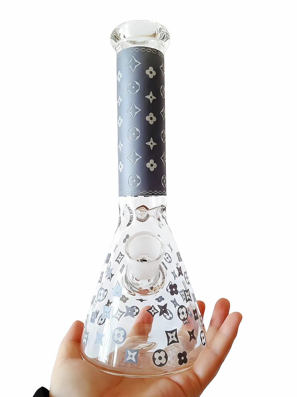 10 Inch LV-Inspired Glow Monogram Beaker Glass Bong